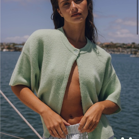 Daily Drills SINGLE BUTTON SWEATER, Color Mint - Picture 1 of 3